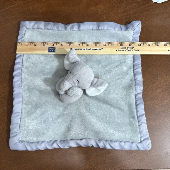 Carters Elephant Baby Lovey Security Blanket Plush Soother Gray‎ Satin Trim - Picture 5 of 6